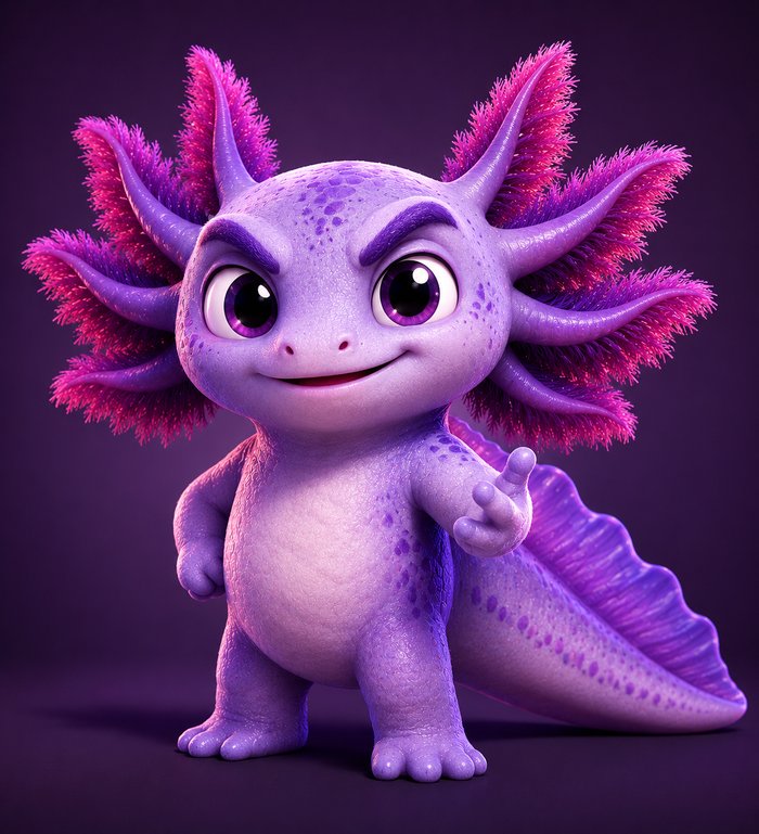 Motty the axolotl beckoning you to come join